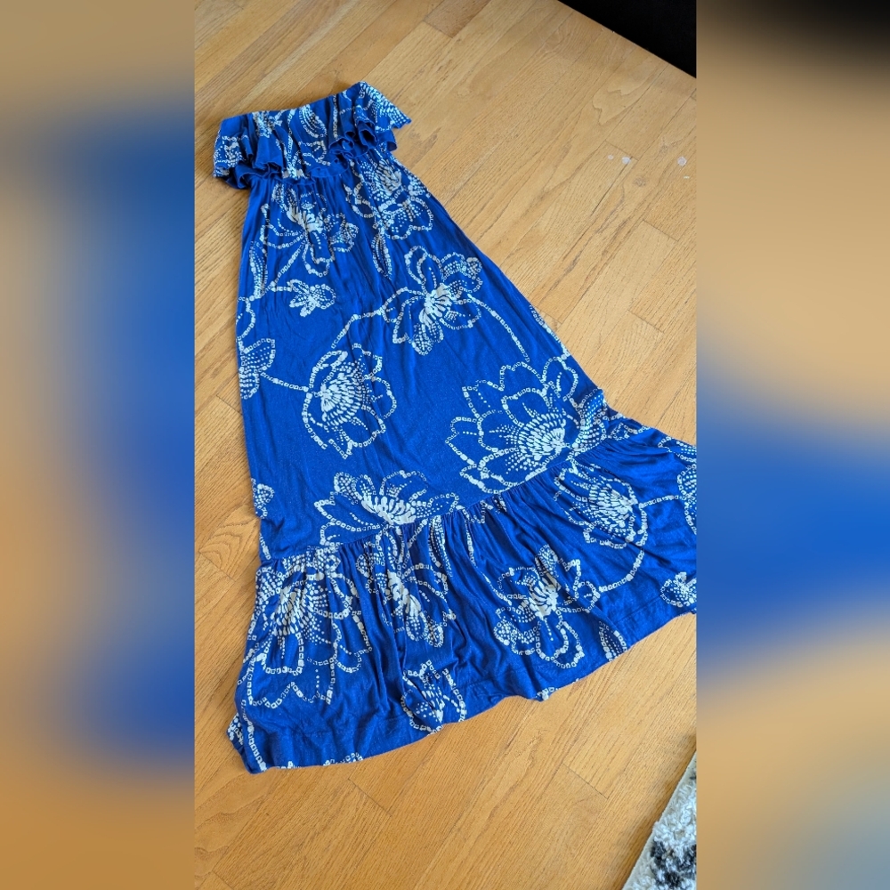 Express Blue and White Floral Maxi Dress